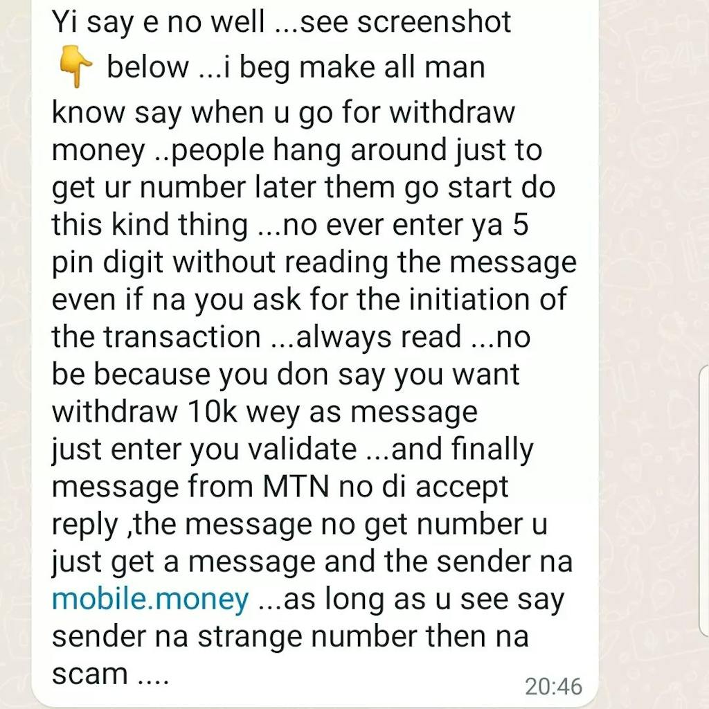 MTN Mobile Money SMS Refund Scams